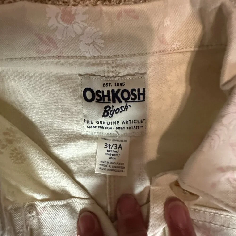 Osh Kosh OshKosh 3T cream floral Denim Jacket Girls Button Front EUC Jean